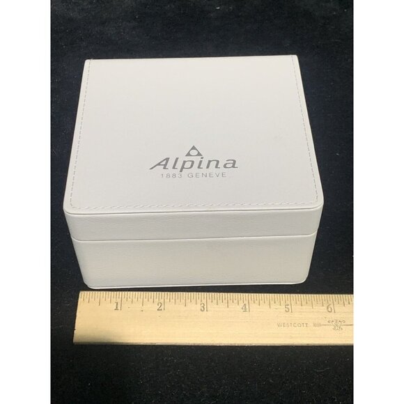 Alpina Watch Box Presentation White Cardboard Case Display Empty With Booklet - Picture 6 of 8